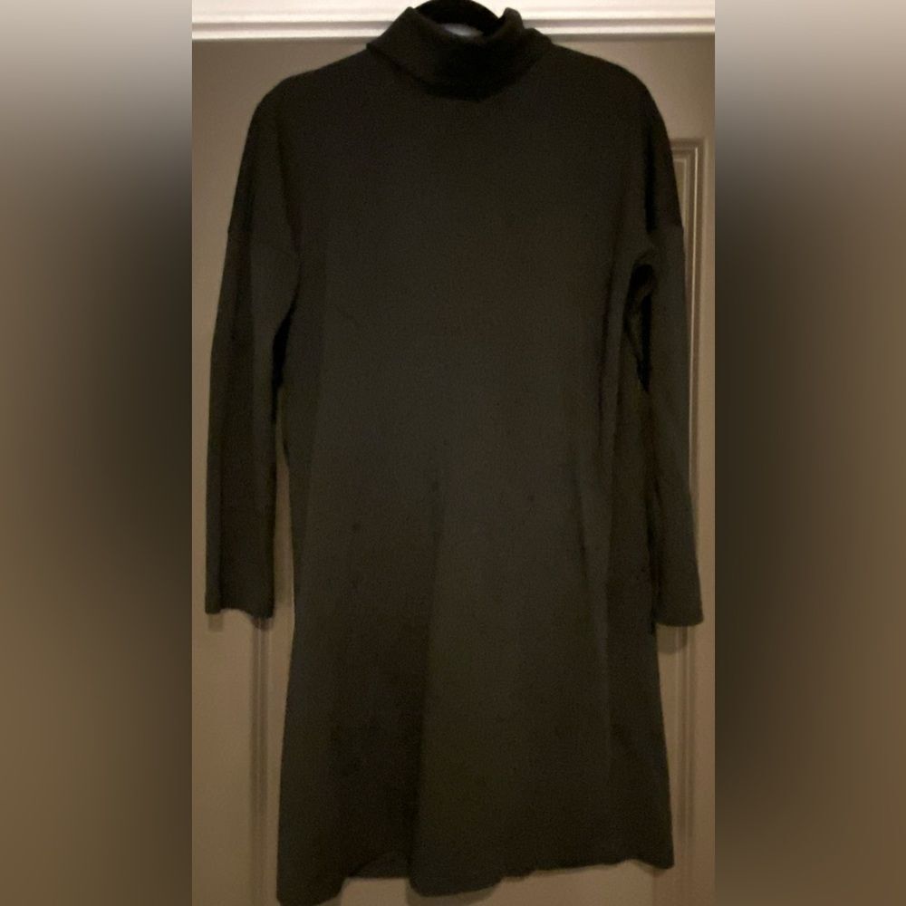 joy joy Black Long Sleeve Keyhole Open Back Turtleneck Dress Women's Sz Small